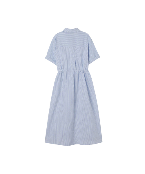 LAP（ラップ）の「ストライプシャツロングワンピース AS2WO591（ワンピース・レディース・ブラック/スカイブルー・MEDIUM/LARGE）」の4枚目の写真