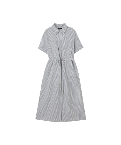 LAP（ラップ）の「ストライプシャツロングワンピース AS2WO591（ワンピース・レディース・ブラック/スカイブルー・MEDIUM/LARGE）」の5枚目の写真