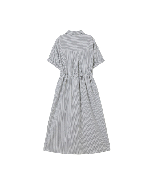 LAP（ラップ）の「ストライプシャツロングワンピース AS2WO591（ワンピース・レディース・ブラック/スカイブルー・MEDIUM/LARGE）」の6枚目の写真