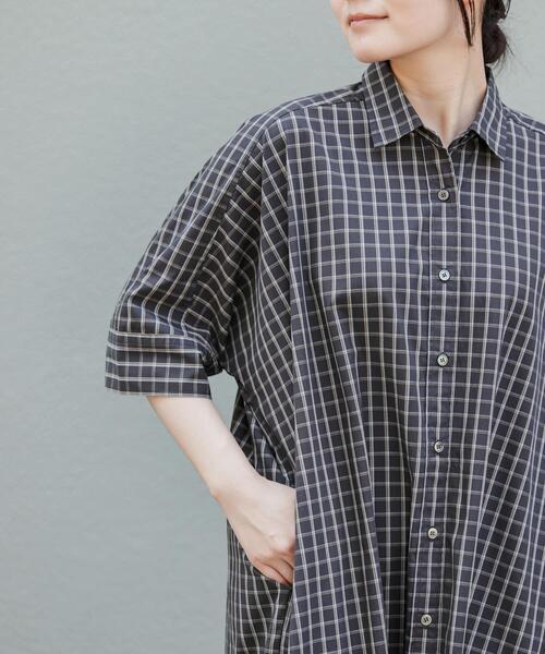 FORK&SPOON（フォークアンドスプーン）の「FORK&SPOON　ワイドシルエットシャツワンピース（ワンピース・レディース・ブルー系その他/ブラック系その他・2/1）」の5枚目の写真