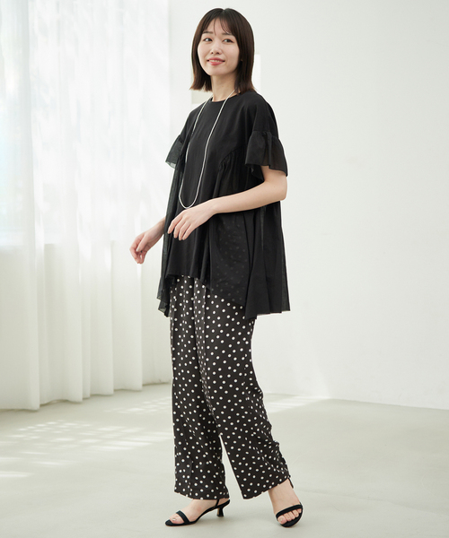SLOBE IENA(スローブイエナ)の「《WEB限定/3サイズ展開/追加》プリントサテンイージーパンツ(その他パンツ・レディース・ブラック・36/38/40)」の7枚目の写真