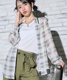 BISKEE（ビスキー）の「シアーチェックシャツ&タンクトップセット シャツ ブラウス チェック柄  インナー2点セット（シャツ/ブラウス）」