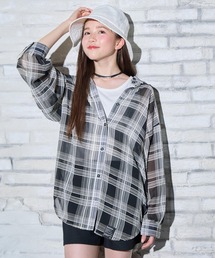 BISKEE（ビスキー）の「シアーチェックシャツ&タンクトップセット シャツ ブラウス チェック柄  インナー2点セット（シャツ/ブラウス）」
