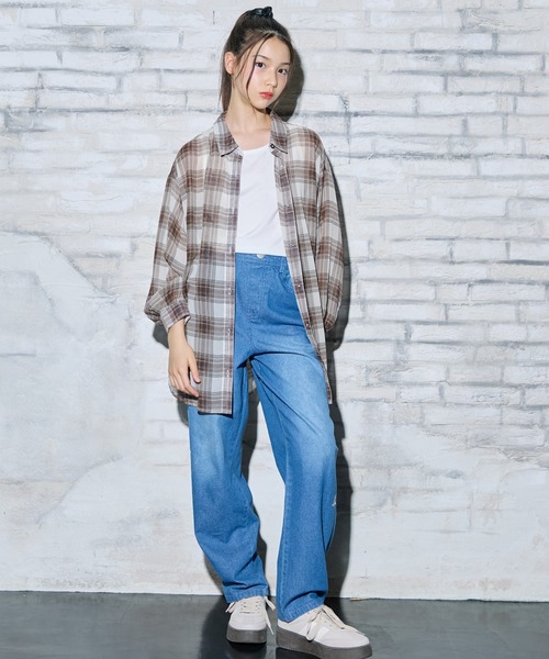 BISKEE(ビスキー)の「シアーチェックシャツ&タンクトップセット シャツ ブラウス チェック柄 インナー2点セット(シャツ/ブラウス・キッズ・ブラック/オフホワイト/ブラウン・150cm/160cm/140cm)」の14枚目の写真