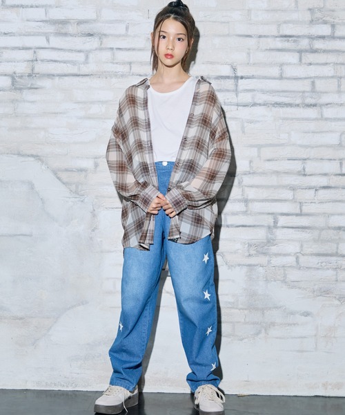 BISKEE(ビスキー)の「シアーチェックシャツ&タンクトップセット シャツ ブラウス チェック柄 インナー2点セット(シャツ/ブラウス・キッズ・ブラック/オフホワイト/ブラウン・150cm/160cm/140cm)」の15枚目の写真