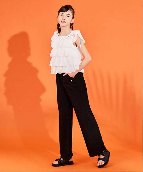 kate spade new york kids(ケイトスペードニューヨーク)の「肩リボンラッフルトップス(シャツ/ブラウス・キッズ・ブラック/オフホワイト・130cm/140cm/120cm/160cm/150cm)」の4枚目の写真