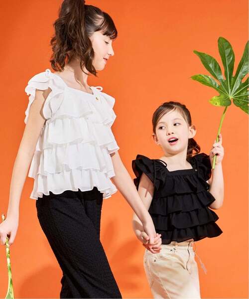 kate spade new york kids(ケイトスペードニューヨーク)の「肩リボンラッフルトップス(シャツ/ブラウス・キッズ・ブラック/オフホワイト・130cm/140cm/120cm/160cm/150cm)」の5枚目の写真