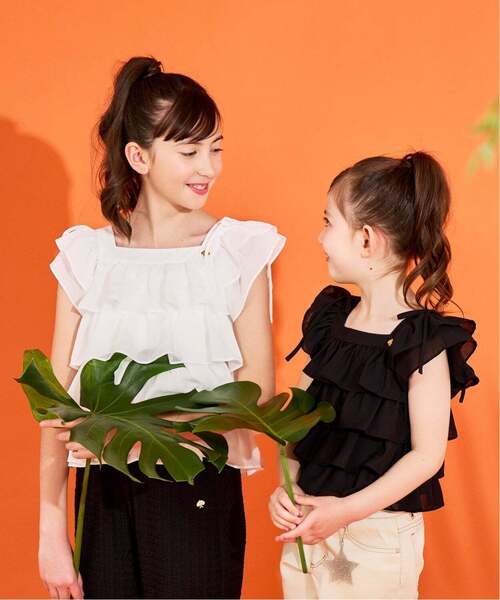 kate spade new york kids(ケイトスペードニューヨーク)の「肩リボンラッフルトップス(シャツ/ブラウス・キッズ・ブラック/オフホワイト・130cm/140cm/120cm/160cm/150cm)」の6枚目の写真