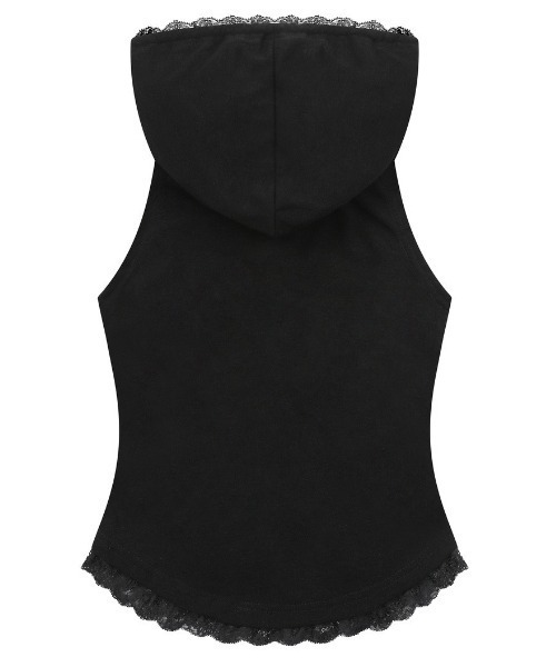 MUCENT（ムセント）の「◇MUCENT◇ブランド直輸入正規品/アーセンレーススリムフードノースリーブ ASEN LACE SLIM HOOD SLEEVELESS（Tシャツ/カットソー・レディース・ホワイト/グレー/ブラック・FREE）」の11枚目の写真