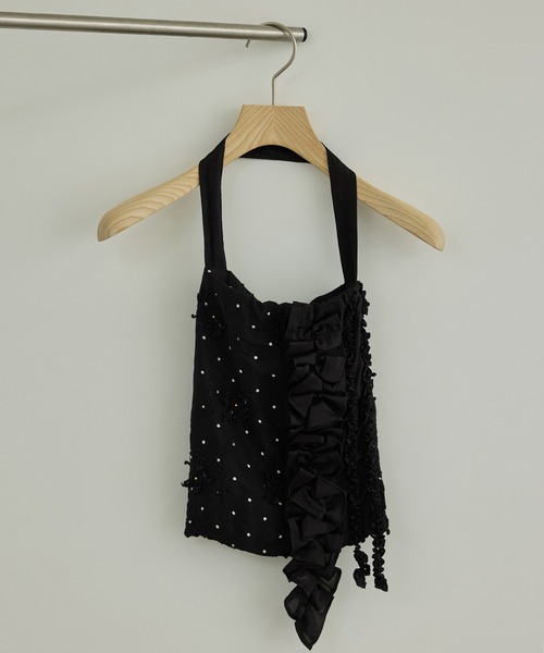 crinkle crinkle crinkle（クリンクルクリンクルクリンクル）の「【WEB先行販売】【crinkle crinkle crinkle】別注ドット3D刺繍フリルトートバッグ（トートバッグ・レディース・ブラック系その他・FREE）」の5枚目の写真