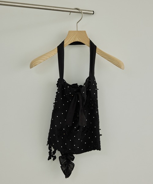 crinkle crinkle crinkle（クリンクルクリンクルクリンクル）の「【WEB先行販売】【crinkle crinkle crinkle】別注ドット3D刺繍フリルトートバッグ（トートバッグ・レディース・ブラック系その他・FREE）」の6枚目の写真