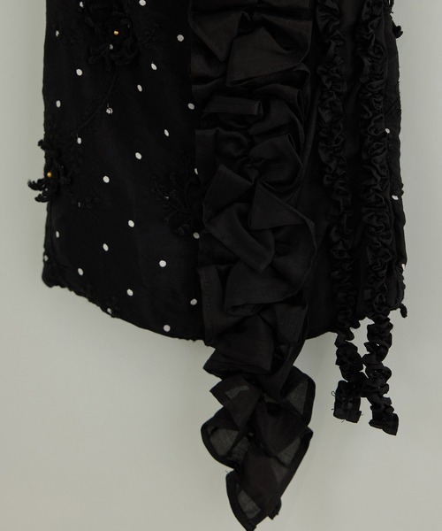 crinkle crinkle crinkle（クリンクルクリンクルクリンクル）の「【WEB先行販売】【crinkle crinkle crinkle】別注ドット3D刺繍フリルトートバッグ（トートバッグ・レディース・ブラック系その他・FREE）」の7枚目の写真