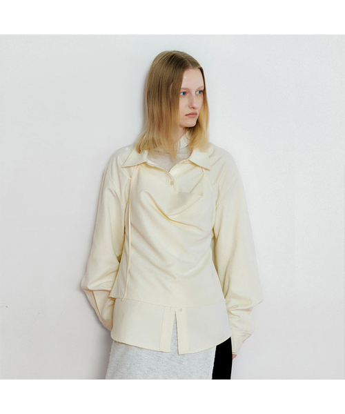 ATELIER NAIN(アトリエナイン)の「HALTER SLEEVELESS LAYERED BLOUSE(BL-4376)(シャツ/ブラウス・レディース・クリーム・SMALL/MEDIUM)」の1枚目の写真