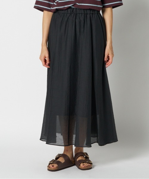 HELIOPOLE(エリオポール)の「SHEER GATHERED FLARE SKIRT / シアーギャザーフレアスカート(スカート・レディース・ワイン/ブラック・38)」の9枚目の写真