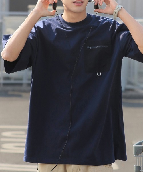 KELVIN(ケルヴァン)の「Tech Pocket Tee テックポケットTシャツ(Tシャツ/カットソー・メンズ・グレー/ネイビー・MEDIUM/LARGE)」の1枚目の写真
