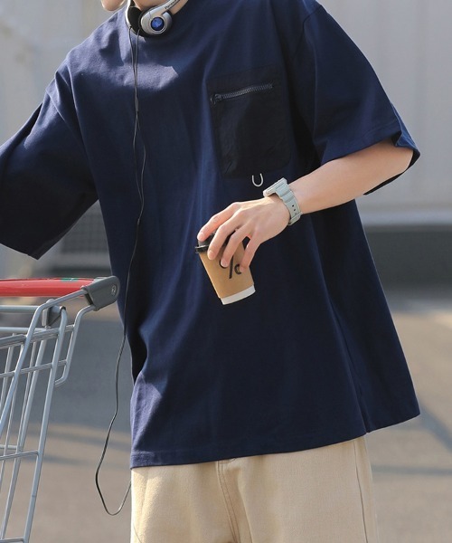 KELVIN(ケルヴァン)の「Tech Pocket Tee テックポケットTシャツ(Tシャツ/カットソー・メンズ・グレー/ネイビー・MEDIUM/LARGE)」の16枚目の写真