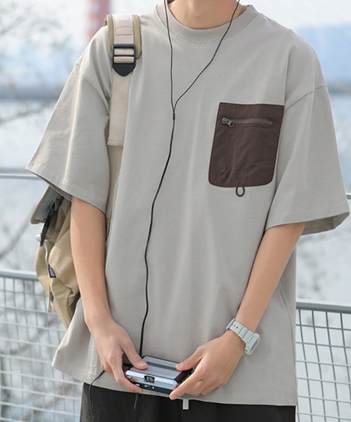 KELVIN(ケルヴァン)の「Tech Pocket Tee テックポケットTシャツ(Tシャツ/カットソー・メンズ・グレー/ネイビー・MEDIUM/LARGE)」の3枚目の写真
