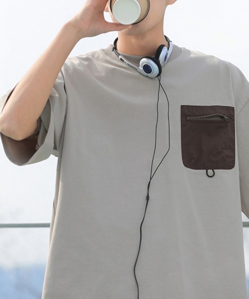 KELVIN(ケルヴァン)の「Tech Pocket Tee テックポケットTシャツ(Tシャツ/カットソー・メンズ・グレー/ネイビー・MEDIUM/LARGE)」の6枚目の写真