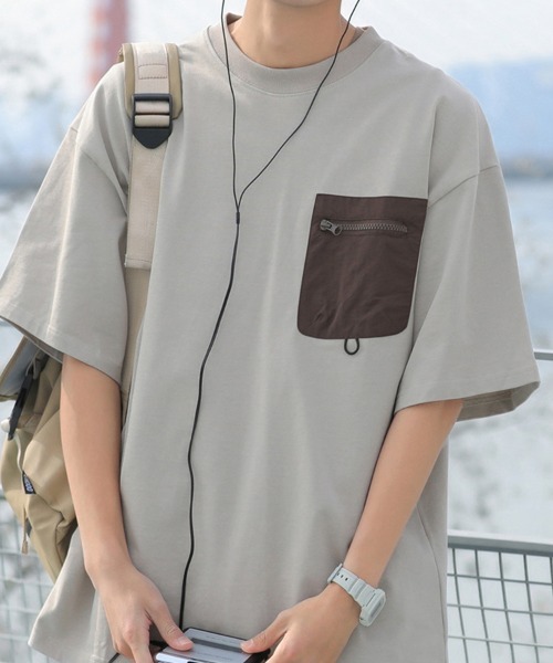 KELVIN(ケルヴァン)の「Tech Pocket Tee テックポケットTシャツ(Tシャツ/カットソー・メンズ・グレー/ネイビー・MEDIUM/LARGE)」の7枚目の写真
