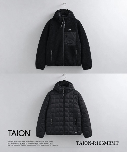 TAION(タイオン)の「【TAION(タイオン)】〈ユニセックス〉マウンテン リバーシブル ダウン×ボア フーディー(ダウンジャケット/コート・メンズ・ブラック×ブラック/ブラック×ベージュ・XL/L/M)」の1枚目の写真