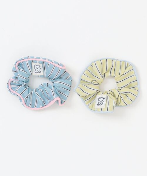 New market 】ストライプ ミニ シュシュ 2個セット（ヘアゴム）｜Port