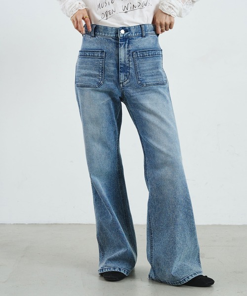 ROSE BUD(ローズバッド)の「CREOLME/FLARE DENIM PANTS(デニムパンツ・レディース・インディゴブルー/ライトインディゴブルー・S/M)」の10枚目の写真