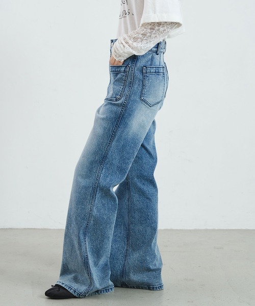ROSE BUD(ローズバッド)の「CREOLME/FLARE DENIM PANTS(デニムパンツ・レディース・インディゴブルー/ライトインディゴブルー・S/M)」の11枚目の写真