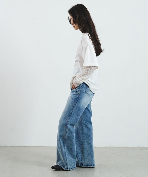ROSE BUD(ローズバッド)の「CREOLME/FLARE DENIM PANTS(デニムパンツ・レディース・インディゴブルー/ライトインディゴブルー・S/M)」の14枚目の写真