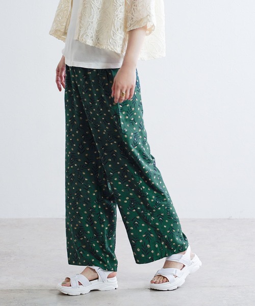 e-zakkamania stores（イーザッカマニアストアーズ）の「麻タッチ プリントパンツ［パームドット］（その他パンツ・レディース・グリーン系その他・M-L）」の5枚目の写真