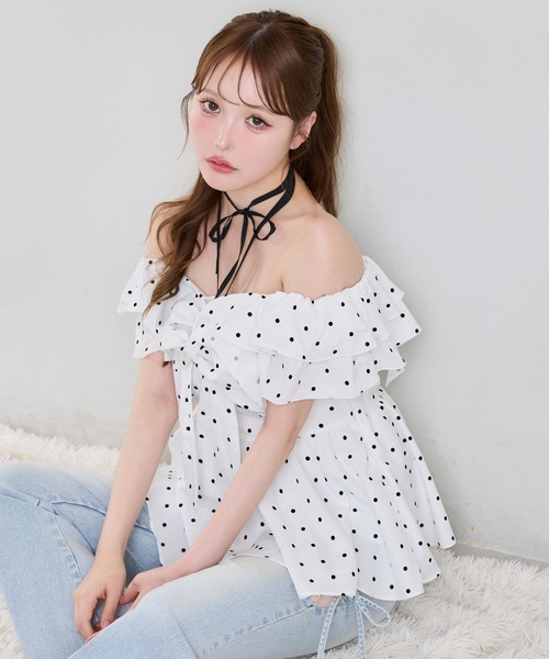 one after another NICE CLAUP(ワンアフターアナザーナイスクラップ)の「フロントリボンブラウス(シャツ/ブラウス・レディース・ホワイト系その他/ブラック系その他/ピンクベージュ・FREE)」の12枚目の写真