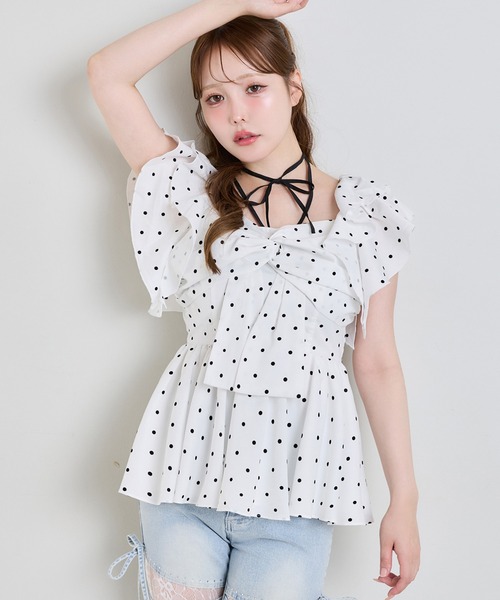 one after another NICE CLAUP(ワンアフターアナザーナイスクラップ)の「フロントリボンブラウス(シャツ/ブラウス・レディース・ホワイト系その他/ブラック系その他/ピンクベージュ・FREE)」の9枚目の写真
