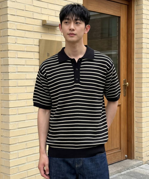 UNDEROFF（アンダーオフ）の「オーバーサイズストライプカラーニットブラック（ニット/セーター・メンズ・ブラック・MEDIUM/LARGE/X-LARGE）」の4枚目の写真