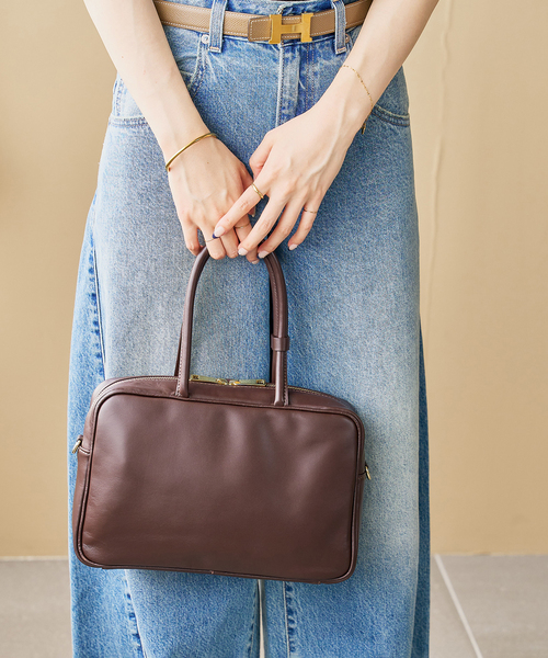 MILOS(ミロス)の「MILOS/ミロス soft leather Square ボストン(ボストンバッグ・レディース・ブラック/ブラウン・FREE)」の2枚目の写真