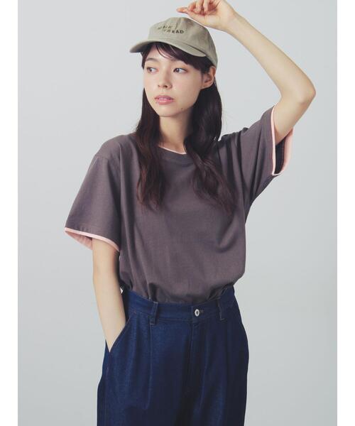 Samansa Mos2(サマンサ モスモス)の「【USAコットン】レイヤード風Tシャツ(Tシャツ/カットソー・レディース・ブラック/ブラウン/ネイビー/オフホワイト・F)」の4枚目の写真