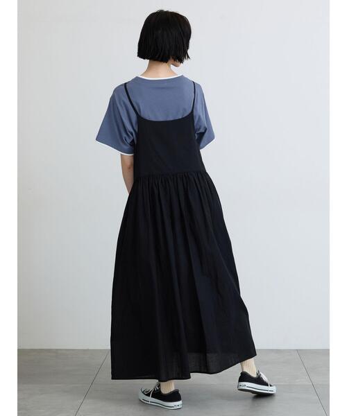 Samansa Mos2(サマンサ モスモス)の「【USAコットン】レイヤード風Tシャツ(Tシャツ/カットソー・レディース・ブラック/ブラウン/ネイビー/オフホワイト・F)」の7枚目の写真