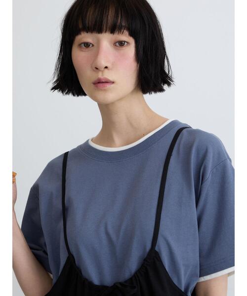 Samansa Mos2(サマンサ モスモス)の「【USAコットン】レイヤード風Tシャツ(Tシャツ/カットソー・レディース・ブラック/ブラウン/ネイビー/オフホワイト・F)」の13枚目の写真