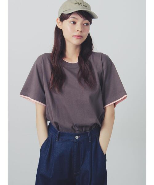 Samansa Mos2(サマンサ モスモス)の「【USAコットン】レイヤード風Tシャツ(Tシャツ/カットソー・レディース・ブラック/ブラウン/ネイビー/オフホワイト・F)」の17枚目の写真