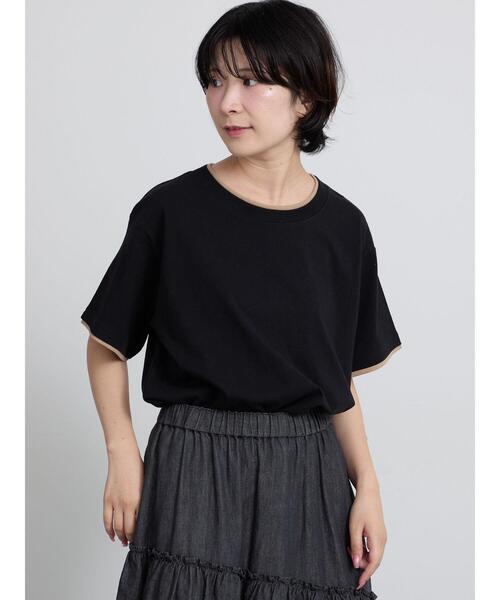 Samansa Mos2(サマンサ モスモス)の「【USAコットン】レイヤード風Tシャツ(Tシャツ/カットソー・レディース・ブラック/ブラウン/ネイビー/オフホワイト・F)」の20枚目の写真