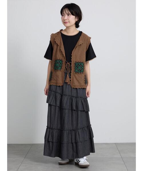 Samansa Mos2(サマンサ モスモス)の「【USAコットン】レイヤード風Tシャツ(Tシャツ/カットソー・レディース・ブラック/ブラウン/ネイビー/オフホワイト・F)」の21枚目の写真