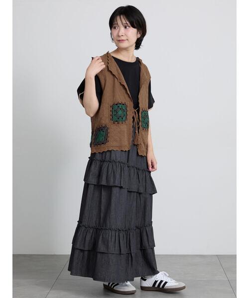 Samansa Mos2(サマンサ モスモス)の「【USAコットン】レイヤード風Tシャツ(Tシャツ/カットソー・レディース・ブラック/ブラウン/ネイビー/オフホワイト・F)」の22枚目の写真