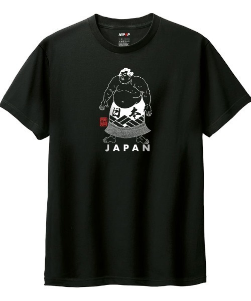NIPOP(ニポップ)の「NIPOP(ニポップ) 半袖Tシャツ 力士 相撲 ロゴ イラスト プリント インバウンド お土産 トップス カットソー レディース(Tシャツ/カットソー・レディース・ブラック/ホワイト/ヘザーグレー・L/M)」の2枚目の写真