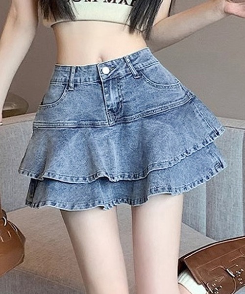 HALEY PESCA(ヘーリーペスカ)の「HALEY PESCA/デニムフリルミニスカート(デニムスカート・レディース・ブルー・LARGE/MEDIUM)」の1枚目の写真