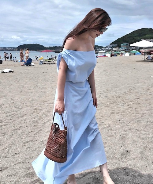 THEODORIC.dy(セオドリックディ)の「コットンリネン ドレープセットアップ(ワンピース・レディース・ホワイト/ライトブルー・SMALL/MEDIUM)」の7枚目の写真