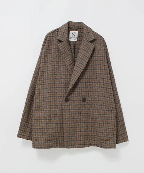 RNA-N(アールエヌエーエヌ)の「J2202 TWEEDY COTTON チェックダブルジャケット(テーラードジャケット・レディース・ブラウン/ホワイト・FREE)」の2枚目の写真
