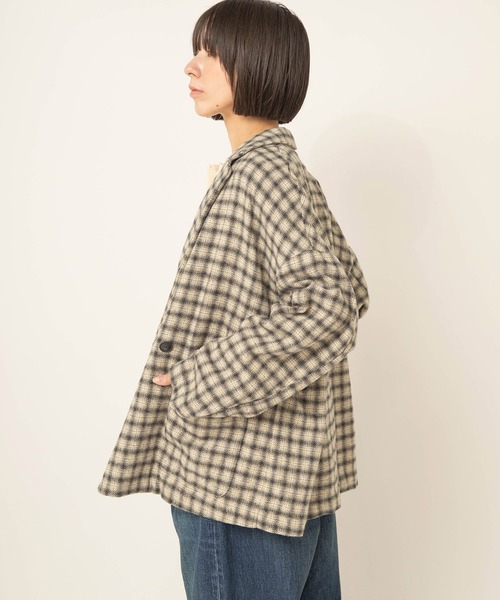 RNA-N(アールエヌエーエヌ)の「J2202 TWEEDY COTTON チェックダブルジャケット(テーラードジャケット・レディース・ブラウン/ホワイト・FREE)」の4枚目の写真