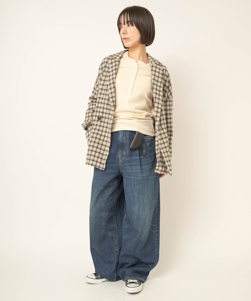 RNA-N(アールエヌエーエヌ)の「J2202 TWEEDY COTTON チェックダブルジャケット(テーラードジャケット・レディース・ブラウン/ホワイト・FREE)」の6枚目の写真
