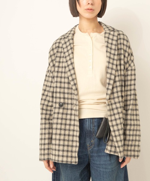 RNA-N(アールエヌエーエヌ)の「J2202 TWEEDY COTTON チェックダブルジャケット(テーラードジャケット・レディース・ブラウン/ホワイト・FREE)」の20枚目の写真