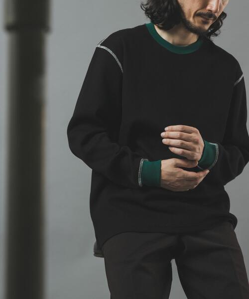 ITEMS URBANRESEARCH(アイテムズ アーバンリサーチ)の「配色ワッフル クルーネック カットソー(Tシャツ/カットソー・メンズ・チャコールグレー/モカ/ブラック/アイボリー・LARGE/MEDIUM)」の1枚目の写真