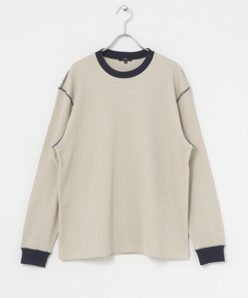 ITEMS URBANRESEARCH(アイテムズ アーバンリサーチ)の「配色ワッフル クルーネック カットソー(Tシャツ/カットソー・メンズ・チャコールグレー/モカ/ブラック/アイボリー・LARGE/MEDIUM)」の10枚目の写真