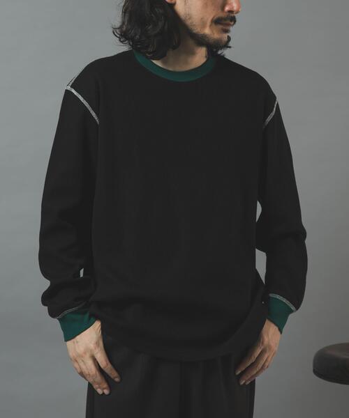 ITEMS URBANRESEARCH(アイテムズ アーバンリサーチ)の「配色ワッフル クルーネック カットソー(Tシャツ/カットソー・メンズ・チャコールグレー/モカ/ブラック/アイボリー・LARGE/MEDIUM)」の12枚目の写真
